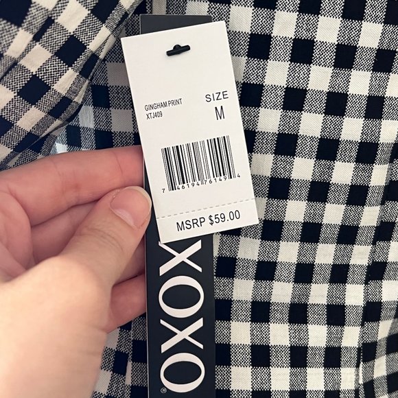 NWT XOXO,Xoxo Juniors' Gingham-Print Blazer black white stretch M - Picture 2 of 5